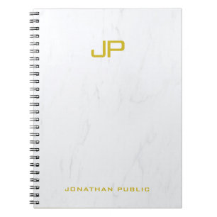 Professional Trendy Gold Monogram Marble Template Notebook