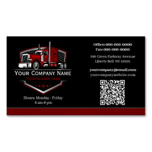 Professional Trucking Hauling Company QR Code Magnetic Business Card