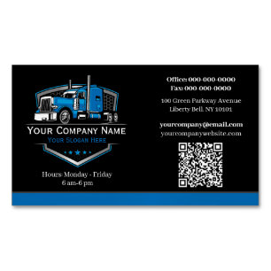 Professional Trucking Hauling Company QR Code Magnetic Business Card