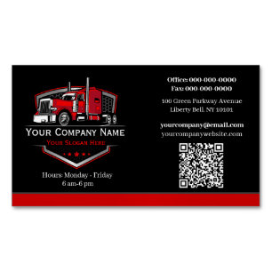 Professional Trucking Hauling Company QR Code Magnetic Business Card