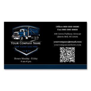 Professional Trucking Hauling Company QR Code Magnetic Business Card