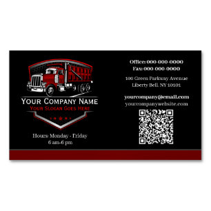 Professional Trucking Hauling Company QR Code Magnetic Business Card