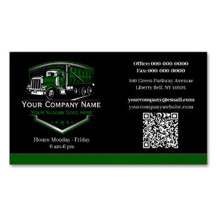 Professional Trucking Hauling Company QR Code Magnetic Business Card