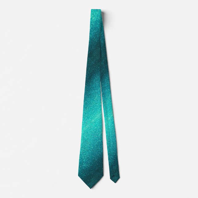 Professional Turquoise Glitter Ombre Sparkle Groom Tie (Front)