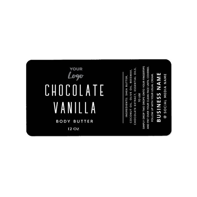 Professional typography black white logo product   label (Front)