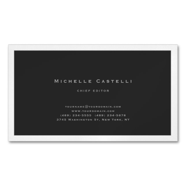 Professional Unique Classical Plain Black White Magnetic Business Card (Front)