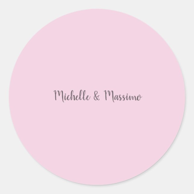 Professional Unique Classical Plain Couple Names Classic Round Sticker (Front)