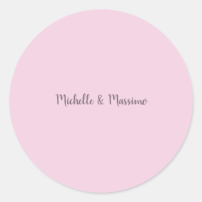 Professional Unique Classical Plain Couple Names Classic Round Sticker (Front)