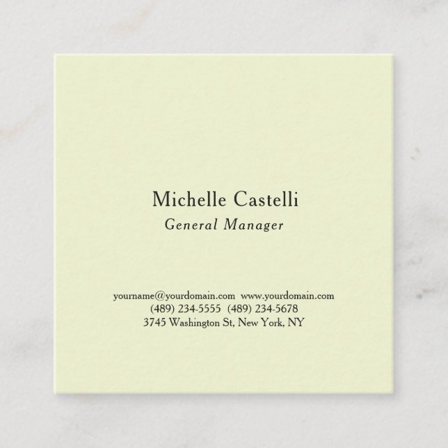 Professional Unique Classical Plain Square Business Card (Front)