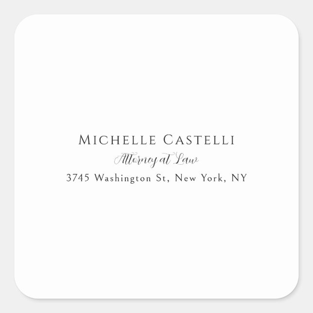 Professional Unique Classical Simple Black & White Square Sticker (Front)