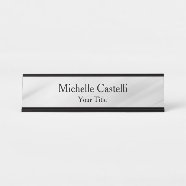 Professional Unique Classical Simple Grey Desk Name Plate (Front)