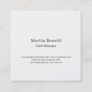 Professional Unique Classical Simple White Square Business Card