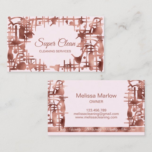 Professional Unique Maid House Cleaning Services Business Card (Front/Back)