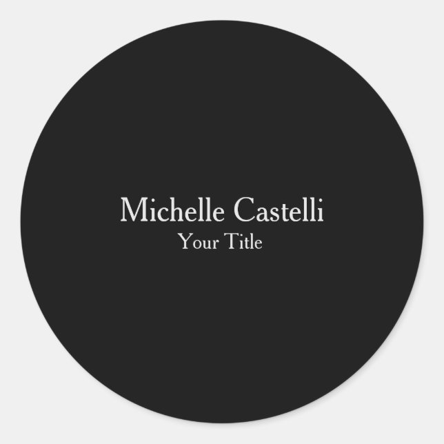 Professional Unique Modern Minimalist Black Grey Classic Round Sticker (Front)