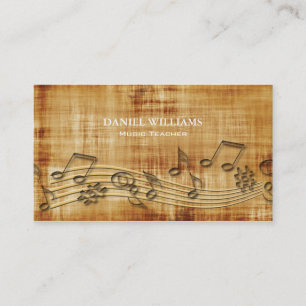 Professional Unique Wood Modern Music Teacher Business Card