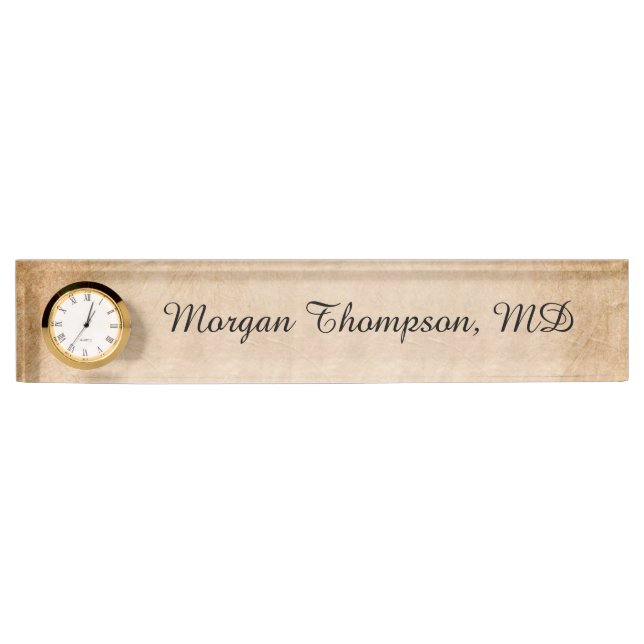 Professional Vintage Rustic Brown Nameplate (Front)