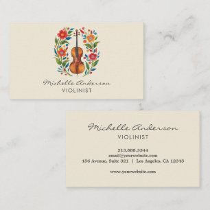 Professional Violinist Violin musical flowers Business Card