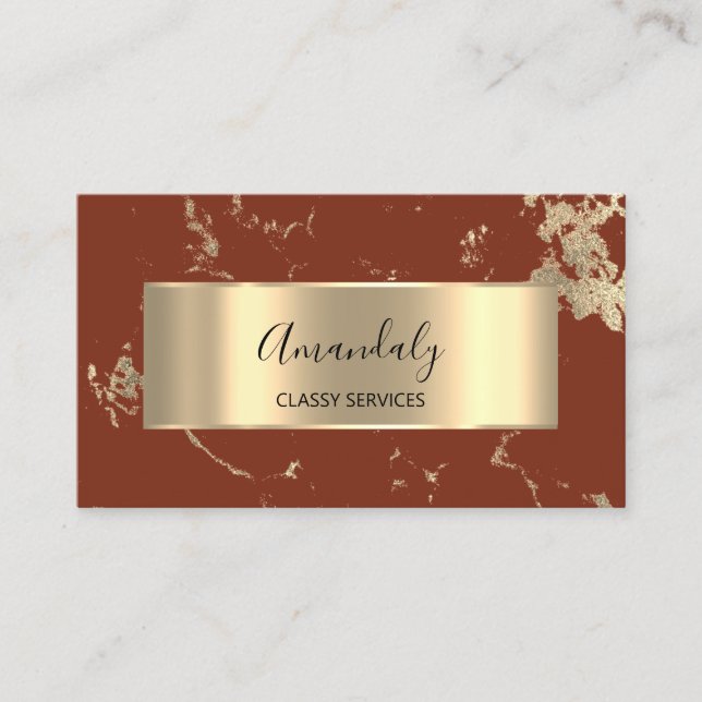 Professional VIP Gold Abstract Marble Coral Bean Business Card (Front)