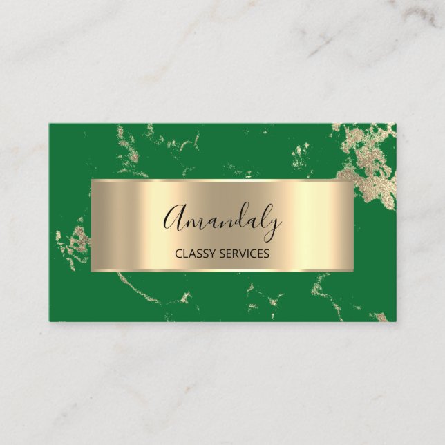 Professional VIP Gold Abstract Marble Fresh Green Business Card (Front)