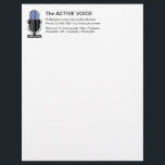 Professional Voice Over Actor Business Letterhead<br><div class="desc">Voice Over professionals are a unique profession so this letterhead gives you a professional look on a budget. Designed in a retro style with antique microphone in the background perfect for a Voice Over actor,  radio broadcast,  or podcast service.</div>