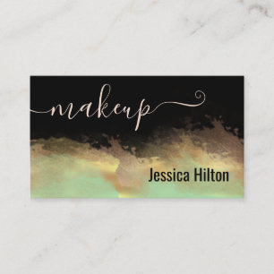 Professional watercolor neo mint gold script busin business card