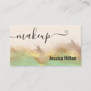Professional watercolor neo mint gold script business card