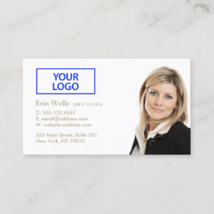 Professional White Add Your Photo Logo Business Card