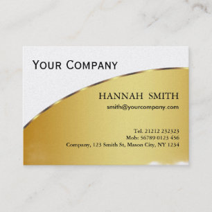 Professional White Gold Metal Modern Elegant Business Card