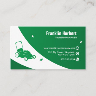 Professional White Green Lawn Care & Landscaping B Business Card