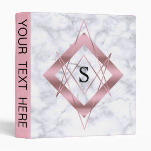 Professional  White Marble Rose Gold Geometric Binder