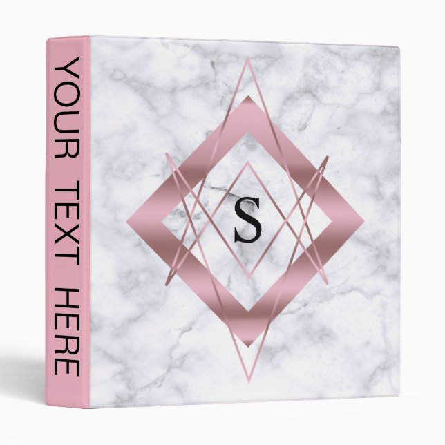 Professional  White Marble Rose Gold Geometric Binder (Front/Spine)