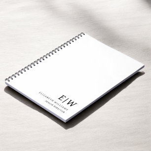 Professional White Monogram Business Initial Notebook