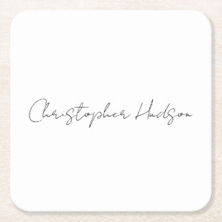 Professional White Plain Creative Chic Calligraphy Square Paper Coaster
