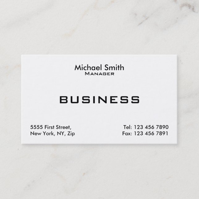 Professional White Plain Elegant Modern Simple Business Card (Front)