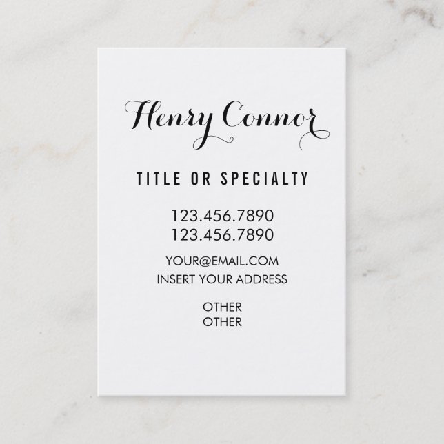 Professional White Vertical Board Business Card (Front)