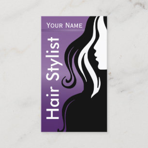 Professional Woman Salon Hair Stylist   Purple Business Card