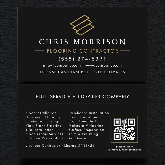 Professional Wood Flooring Contractor QR Code Business Card (Creator Uploaded)