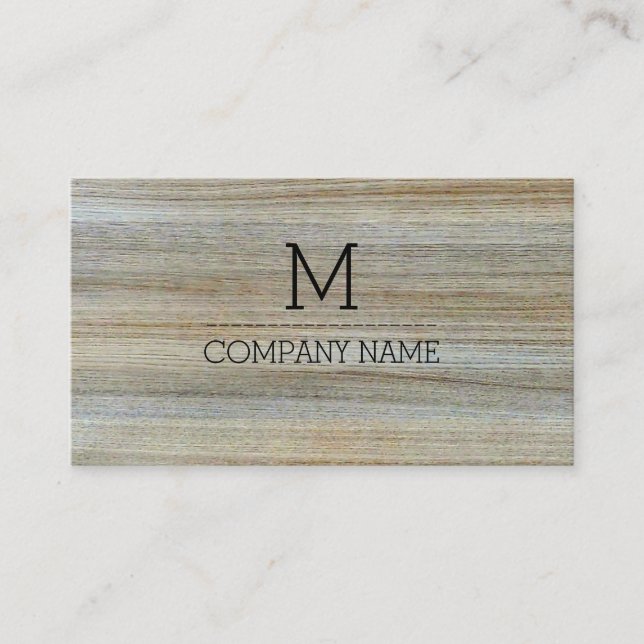 Professional Wood Grain Monogram #3 Business Card (Front)