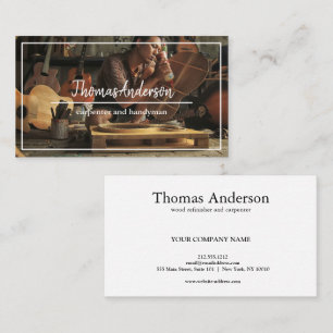 Professional Wood Grain Rustic Carpentry Business Card