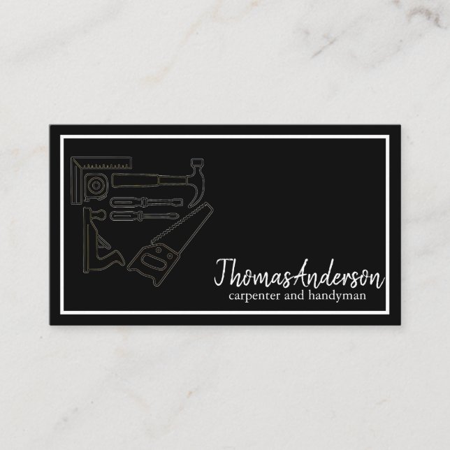 Professional Wood Grain Rustic Carpentry Business Card (Front)