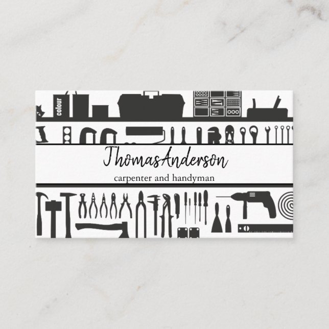 Professional Wood Grain Rustic Carpentry Business Card (Front)
