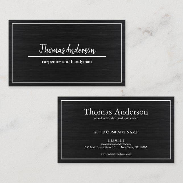 Professional Wood Grain Rustic Carpentry Business Card (Front/Back)