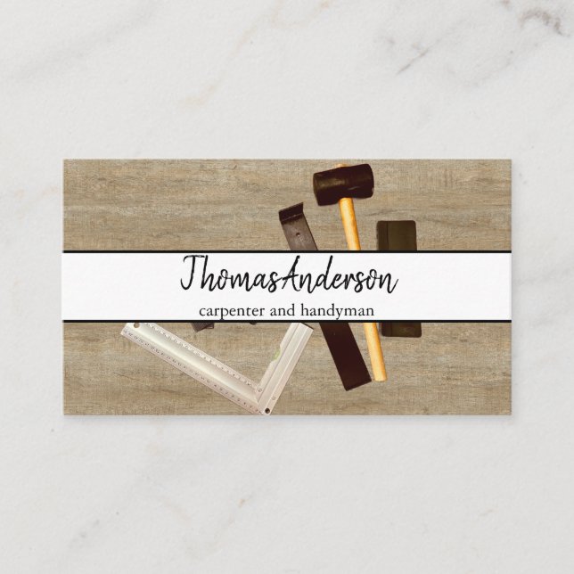 Professional Wood Grain Rustic Carpentry Business Card (Front)
