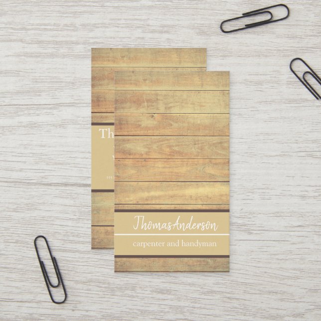 Professional Wood Grain weathered wood minimalist  Business Card (Front/Back In Situ)