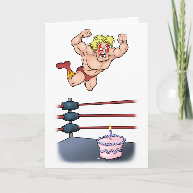 Professional Wrestler Slammin' Birthday Card (Front)