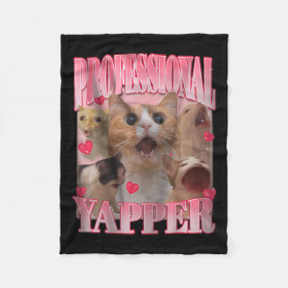 Professional Yapper Cat Funny Meme  Fleece Blanket