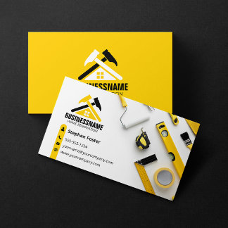 Professional Yellow Home Renovation Construction Business Card