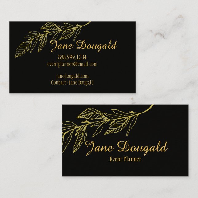 Professional yet Elegant Classic Black Gold Nature Business Card (Front/Back)