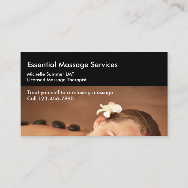 Professionally Designed Massage Therapist Appointment Card (Front)