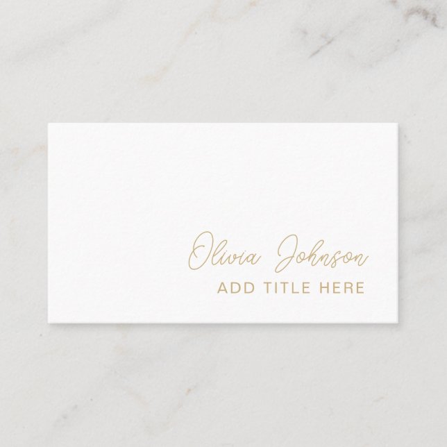 Professionnel Elegant Gold Carte de visite blanc (Devant)